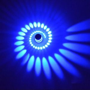 3W Modern Interior Creative Spiral Round Wall Lamp for Club  KTV  Corridor  Aisle  Background Wall Decoration Lamp Wall Mounted(Blue Light)