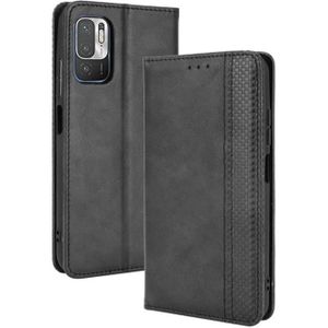 For Xiaomi Redmi Note 10 5G Magnetic Buckle Retro Crazy Horse Texture Horizontal Flip Leather Case with Holder & Card Slots & Photo Frame(Black)