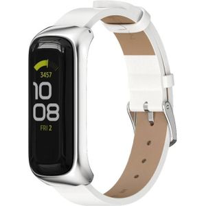 Voor Samsung Galaxy Fit 2 Mijobs Metal Case MicroFiber Leather Watch Band (wit zilver)