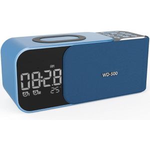 WD-500 multifunctionele draadloos opladen Bluetooth-luidsprekerklok met nachtlampje (stil blauw)