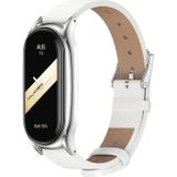 Voor Xiaomi Mi Band 8 Mijobs Plus Case Microfiber PU lederen horlogeband (wit zilver)