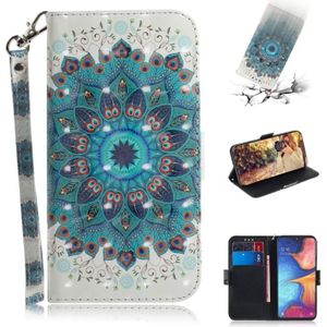 3D Colored Drawing Peacock Wreath Pattern Horizontal Flip Leather Case for Galaxy A20e  with Holder & Card Slots & Wallet