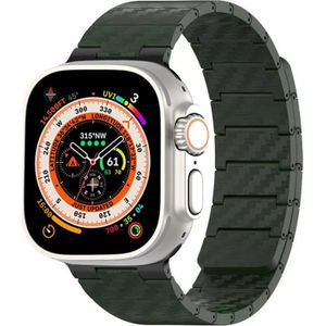 Voor Apple Watch Ultra 49 mm horlogeband met magnetische lus van koolstofvezel (officieel groen)