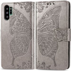 Butterfly Love Flowers Embossing Horizontal Flip Leather Case For Galaxy Note10 Pro with Holder & Card Slots & Wallet & Lanyard(Gray)