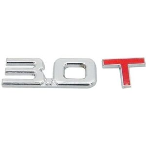 3D Universal Decal Chromed Metal 3.0T Car Emblem Badge Sticker Car Trailer Gas Displacement Identification  Size: 8.5x2.5 cm