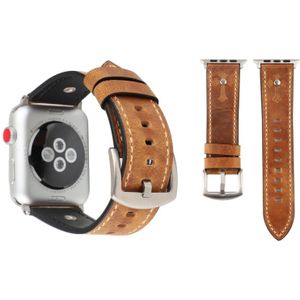 Crowe Star Embossing Texture Genuine Leather Wrist Watch Band for Apple Watch Series 3 & 2 & 1 38mm(Light Brown)