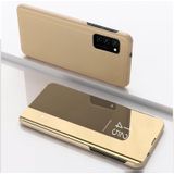 For Samsung Galaxy S20 FE 5G Plated Mirror Horizontal Flip Leather Case with Holder(Gold)