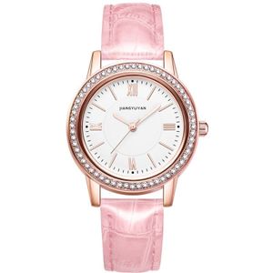 1665JIAYUYAN Fashion  Women Quartz Wrist Watch with PU Leather band and alloy watch case (Pink)