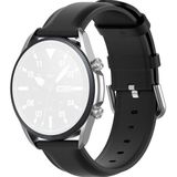 For Galaxy Watch 3 45mm Round Tail Leather Strap  Size: Free Size 22mm(Black)