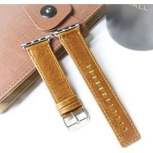 For Apple Watch 5 & 4 44mm / 3 & 2 & 1 42mm Square Tail Retro Crazy Horse Texture Genuine Leather Replacement Strap Watchband(Light Brown)