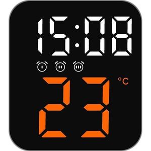 eenvoudige temperatuurweergave klok drie wekker veranda wandklok (oranje lamp)