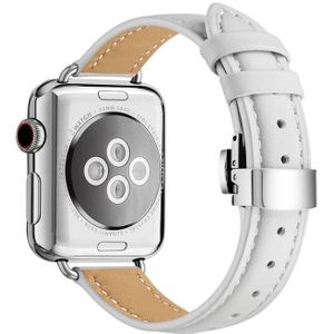 Slimmende vlindergesplaarworkband voor Apple Watch Series 7 41 mm / 6 & SE & 5 & 4 40mm / 3 & 2 & 1 38 mm (wit zilver)