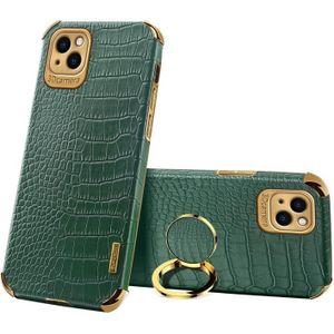 Geklakte TPU Crocodile Patroon Leren Case met Ringhouder voor iPhone 13 Mini