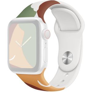 Morandi Series Contrast Kleur Siliconen Vervanging Horlogeband voor Apple Watch Series 7 45 mm / 6 & SE & 5 & 4 44mm / 3 & 2 & 1 42mm (Green Mang Geel)