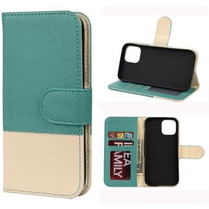 For iPhone 12 Pro Splicing Color Horizontal Flip Leather Case with Holder & Photo Frame & Card Slots & Wallet(Green)