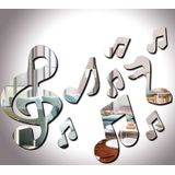 3D Musical Notes Acrylic Mirrors Wall Sticker Home Decor Living Room Wall Decoration Art DIY Wall Stickers(Gold)