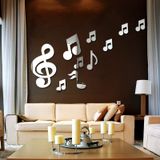 3D Musical Notes Acrylic Mirrors Wall Sticker Home Decor Living Room Wall Decoration Art DIY Wall Stickers(Gold)