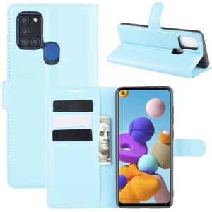 For Galaxy A21S Litchi Texture Horizontal Flip Protective Case with Holder & Card Slots & Wallet(Blue)