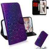 For Huawei P20 Pro Solid Color Colorful Magnetic Buckle Horizontal Flip PU Leather Case with Holder & Card Slots & Wallet & Lanyard(Purple)