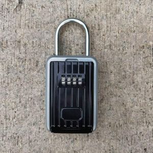 Password Key Box Wall-Mounted Metal Box Password Box Outdoor Key Anti-Theft Storage Box  Specification: Regular(Silver Black)