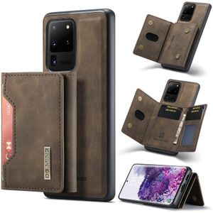 For Samsung Galaxy S20 Ultra DG.MING M2 Series 3-Fold Multi Card Bag + Magnetic Back Cover Shockproof Case with Wallet & Holder Function(Coffee)