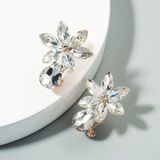 2 Pairs Color Diamond Ear Clip Personality Simple Ice Flower Earrings Girl Heart Sweet Earrings(White)