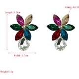 2 Pairs Color Diamond Ear Clip Personality Simple Ice Flower Earrings Girl Heart Sweet Earrings(White)
