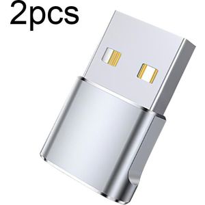 WH-7659 2 stks USB 2.0 Male naar USB-C / Type-C Female Adapter  Ondersteuning Opladen & Transmissie Data (Zilver)