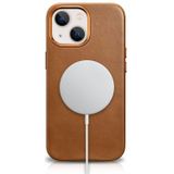 Icarer Oil Wax Texture Magsafe Magnetische Drie-Coverage Cowhide Telefoon Case voor iPhone 13 (Brown)
