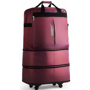 91L Retractable Suitcase Foldable Unisex Suitcase Lockable Travel Spinner Rolling Trolley Clothing Bag(Light Purple)
