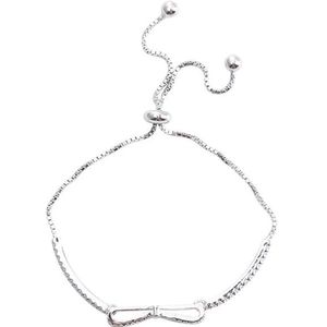 925 Sterling Silver Bracelet Bowknot Girls Stretch Bracelet(White Gold)