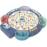 Magnetische vissen speelgoed kinderen educatieve multifunctionele muziek roterende visplaat  kleur: blauwe batterij stijl+15 vissen 4 hengels