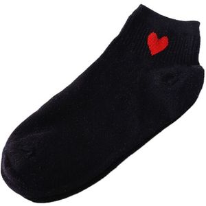 10 Pairs Cute Socks Women Red Heart Pattern Soft Breathable Cotton Socks Ankle-High Casual Comfy Socks(Black body red heart)