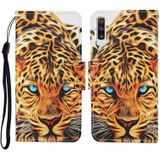 For Samsung Galaxy A50 / A30s Colored Drawing Pattern Horizontal Flip Leather Case with Holder & Card Slots & Wallet & Lanyard(Yellow Leopard)