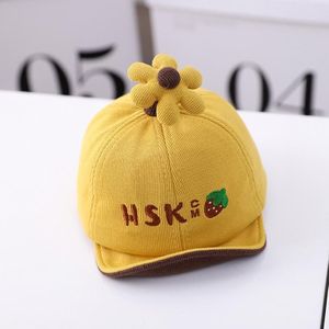 MZ9947 Cartoon Three-dimensional Little Flower Baby Peaked Cap Embroidery Baby Hat  Size: 46cm (Adjustable)(Yellow)
