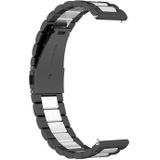 Voor Huawei Horloge GT 3 42mm / Watch GT 2 42mm Drie kraal Roestvrijstalen riem (zwart zilver)