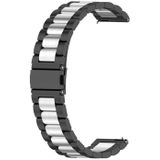 Voor Huawei Horloge GT 3 42mm / Watch GT 2 42mm Drie kraal Roestvrijstalen riem (zwart zilver)