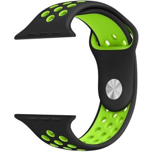 For Apple Watch Series 6 & SE & 5 & 4 44mm / 3 & 2 & 1 42mm Fashionable Classical Silicone Sport Watchband(Black Green)
