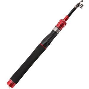 Telescopic Lure Rod Mini Fishing Rod Portable Fishing Tackle  Length: 1.5m(Red Straight Handle)