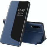 For Huawei P30 Side Display Shockproof Horizontal Flip Leather Case with Holder & Call Answering Function & Sleep / Wake-up(Dark Blue)