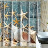 2 PCS Colorful Beach Conch Starfish Shell Polyester Washable Bath Shower Curtains  Size:165X180cm(Beach Shell)