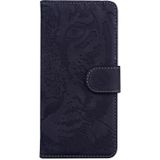 Voor iPhone 11 Pro Max Tiger Embossing Pattern Horizontale Flip Lederen Case met Holder & Card Slots & Wallet(Zwart)