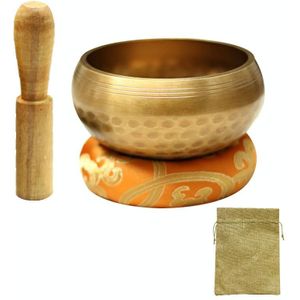 Boeddha Sound Bowl yoga meditatie koperen kom  grootte: diameter 8.5cm (kom + mat + houten stok + linnen tas)