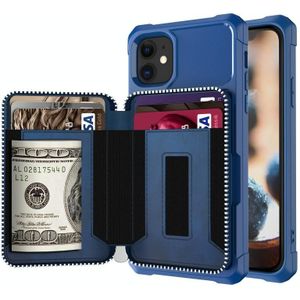 Zipper Wallet Card Bag PU Back Case voor iPhone 11