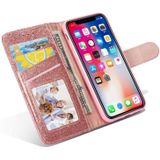 Glitter poeder vlinder lederen telefoonhoesje voor iPhone X (rosé goud)