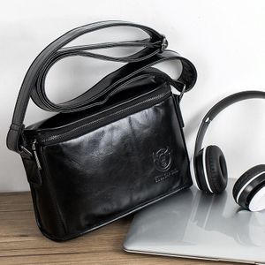 Stier kapitein lederen schouder messenger bag voor mannen (cool zwart)