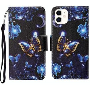 For iPhone 11 Painted Pattern Horizontal Flip Leathe Case(Moon Butterfly)