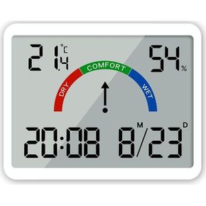 Magnetische LCD digitale wekker Groot scherm met temperatuur-vochtigheidsweergave (9905 wit)