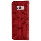 For Samsung Galaxy S8+ Life of Tree Embossing Pattern Horizontal Flip Leather Case with Holder & Card Slot & Wallet & Photo Frame & Lanyard(Red)