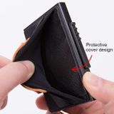 X-32C Automatically Pop-up Card Type Anti-magnetic RFID Anti-theft Men Aluminum Alloy A Dial Button Elastic Bag Wallet with PU Leather Strap(Black)